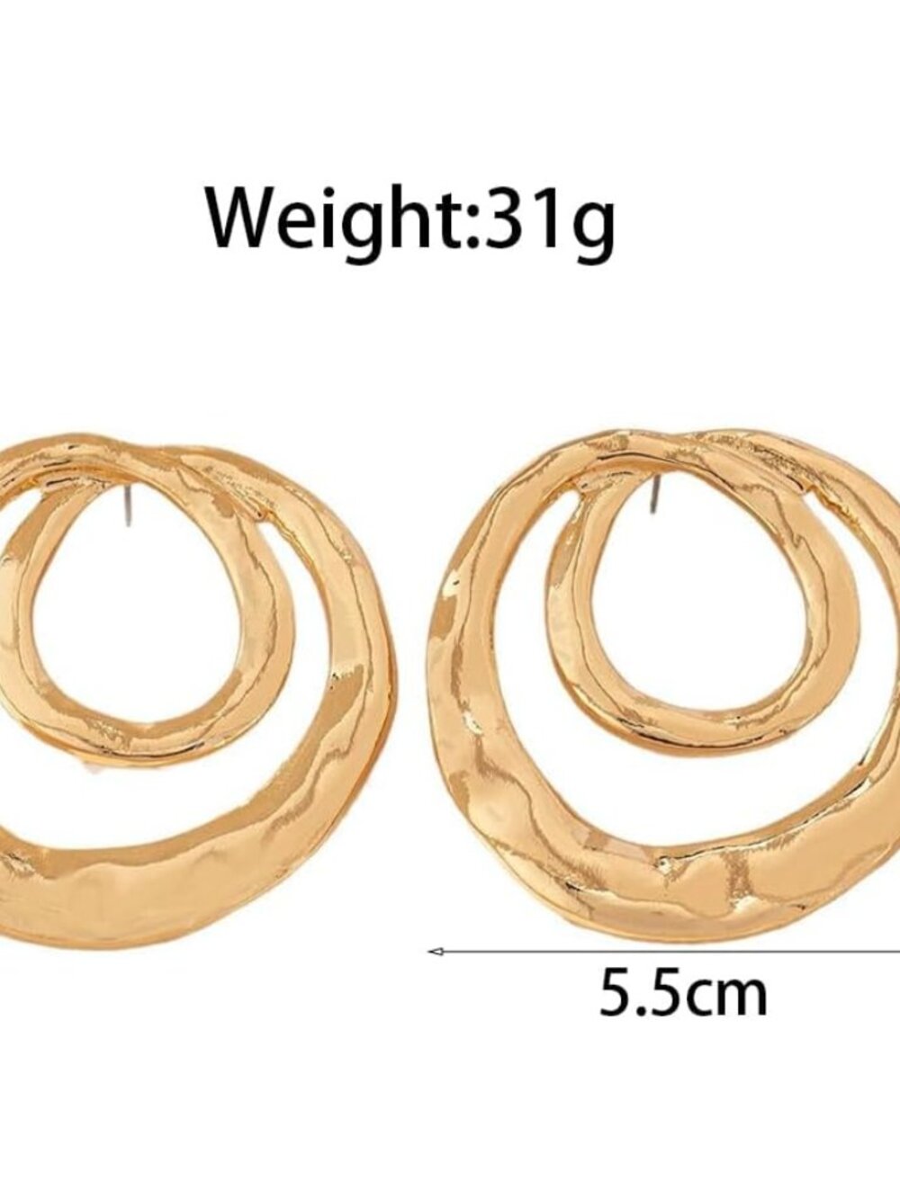 Chunky Gold Large Statement Earrings for Women Vintage Simple Big Circle Drop Ha - Picture 3 of 8